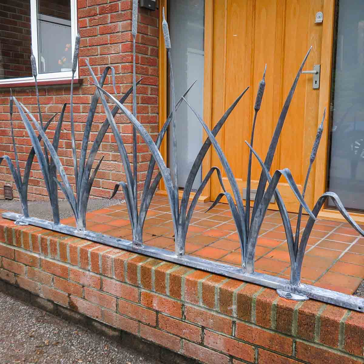 Galvanised and Rusty Steel Bullrush Sculpture and Railings